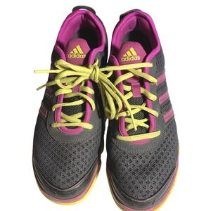Adidas Women's Size 9 Running Shoes Sneakers Grey Neon Pink & Yellow